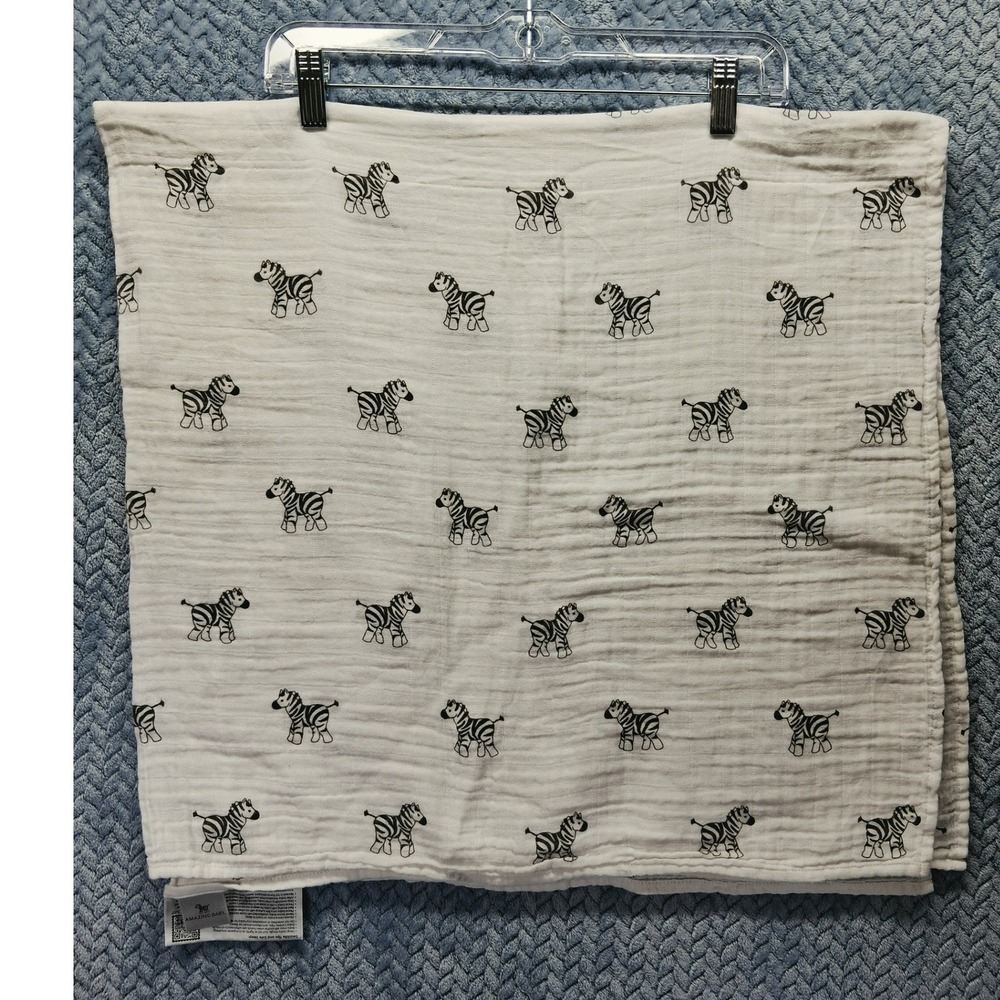 Amazing Baby SwaddleDesigns Muslin Swaddle Blanket Zebra Print White Black 43x43
